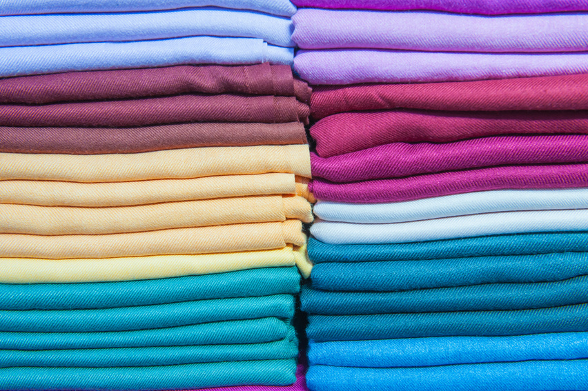 Fabrics at a market stall