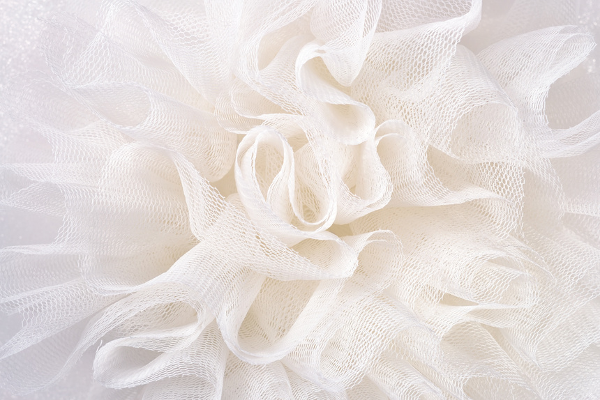 White crumpled tulle